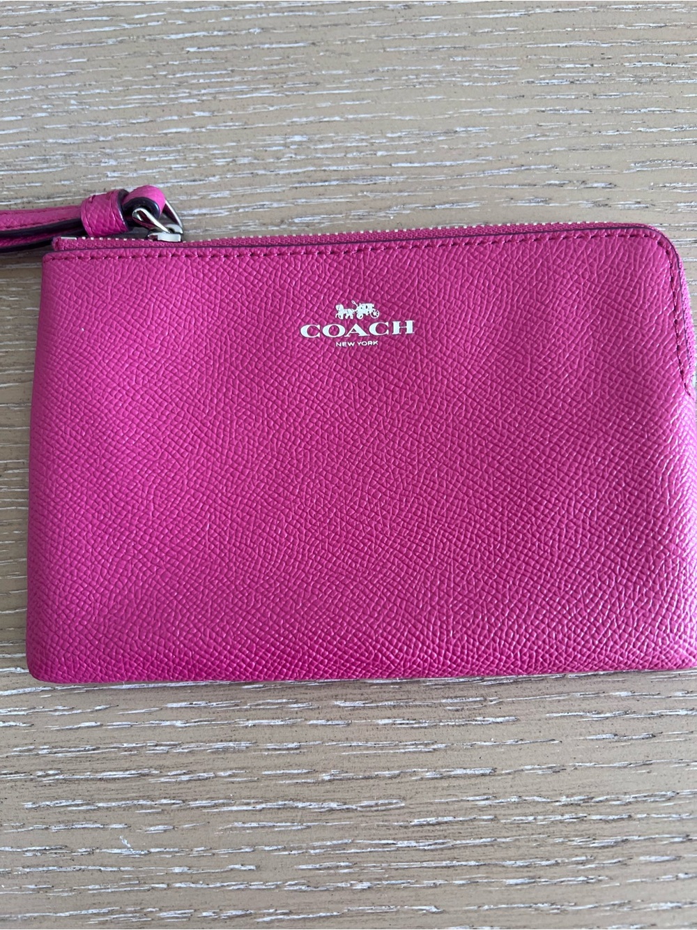 COACH Pink Leather Zip Wristlet/Wallet